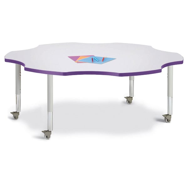 Berries Six Leaf Activity Table, 60 in., Mobile, Freckled Gray/Purple/Gray